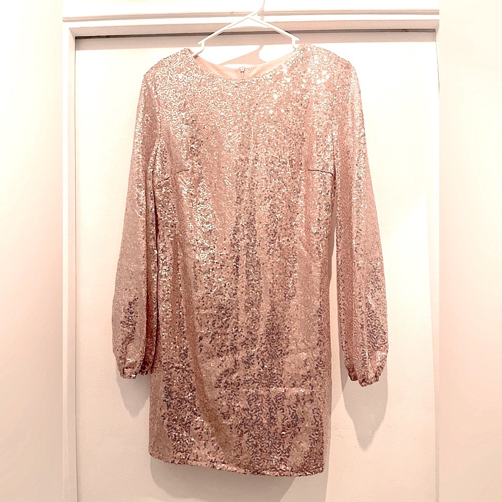 Greet cocktail party dress…Rose pink sequin dress